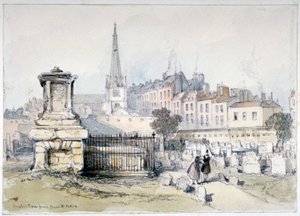 View of Bunhill Row from Bunhill Fields, Finsbury, Islington, London, c1860 by Thomas Colman Dibdin