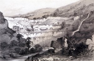 View of Caves, Ajunta, India, 1844 by Thomas Colman Dibdin