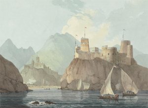 East View of the Forts Jellali and Merani, Muskat by Thomas Daniell