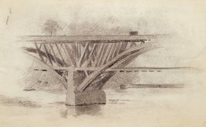 Drawing of Girard Avenue Bridge, Verso Sketch of an Oar