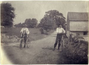 Samuel Murray and Benjamin Eakins on Bicycles, c. 1895-1899 by Thomas Eakins