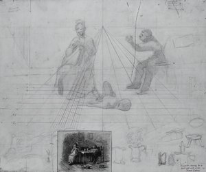 Untitled Perspective Study for Illustration for Magazine Story, Mr. Neelus Peeler