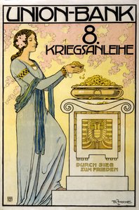 Austrian Fund Raising Campaign Union-Bank, 8th War Loan; Through Victory to Peace, pub. 1918 by Thomas Fasche