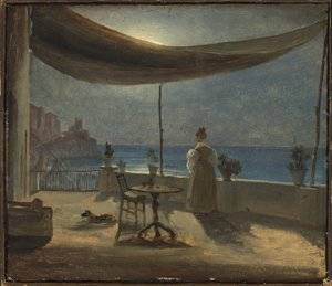 A Terrace in Amalfi in Moonlight