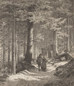 Forest Interior with Two Figures by Thomas Fearnley