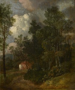 A Wooded Landscape with Figures by a House by Thomas Gainsborough