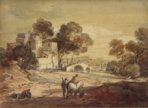 Italianate Landscape with Travellers on a Winding Road by Thomas Gainsborough