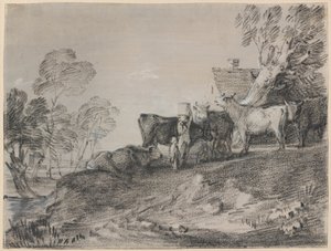 Landscape with Cattle by a Cottage