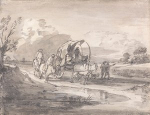 Open Landscape with Horsemen and Covered Cart