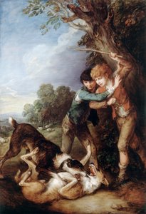 Two Shepherd Boys with Dogs Fighting by Thomas Gainsborough