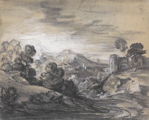 Wooded Landscape with Castle by Thomas Gainsborough