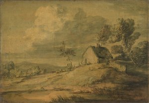 Wooded Landscape with Cottage, Cows and Sheep by Thomas Gainsborough