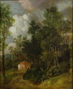 Wooded Landscape with Country House and Two Figures by Thomas Gainsborough