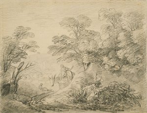 Wooded Landscape with Donkey and Figures, c.1759 by Thomas Gainsborough