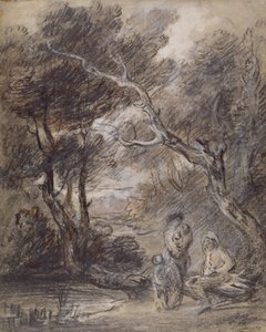 Wooded Landscape with Figures by Thomas Gainsborough