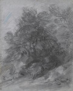 Wooded Landscape with Herdsman, Cows and Cottage by Thomas Gainsborough