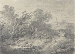 Woods Near a Village with Rabbit Catchers and Their Greyhounds by Thomas Gainsborough