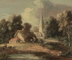Landscape with Cottage and Church by Thomas Gainsborough RA