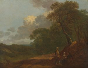 Wooded Landscape with a Man Talking to Two Seated Women by Thomas Gainsborough RA