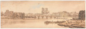 A Selection of Twenty of the Most Picturesque Views in Paris: View of Pont de la Tournelle and Notre Dame taken from the Arsenal by Thomas Girtin