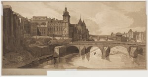 Selection of Twenty of the Most Picturesque Views in Paris: View of Pont au Change, 1802