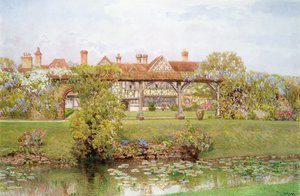Great Tangley Manor, Surrey, with the Lily Pond and covered walk