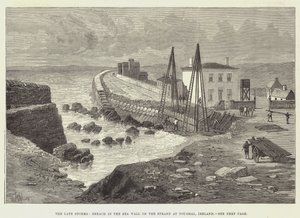 The late Storms, Breach in the Sea Wall on the Strand at Youghal, Ireland by Thomas Harrington Wilson
