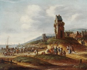 Fishermen Unloading Their Catch at the Beach Near Egmond by Thomas Heeremans