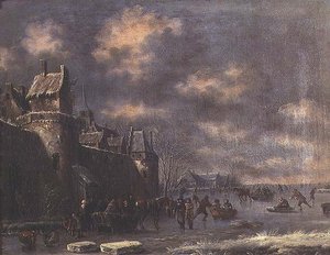 Winter Landscape with Figures by Thomas Heeremans