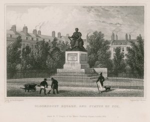 Bloomsbury Square, and Statue of Fox by Thomas Hosmer Shepherd