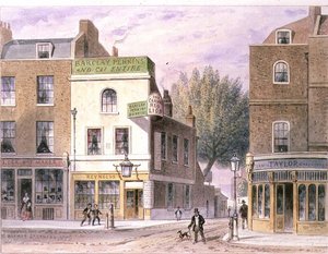 Carved Red Lion Inn, Islington Green, date on house 1660 by Thomas Hosmer Shepherd