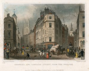 Cornhill and Lombard Street, London, from the Poultry by Thomas Hosmer Shepherd