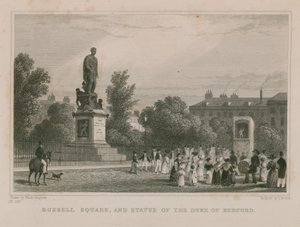 Russell Square and Statue of the Duke of Bedford by Thomas Hosmer Shepherd