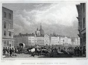 Smithfield Market from the Barrs, engraved by Thomas Barber