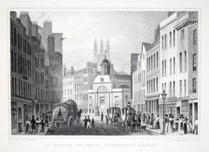 St Martin Outwich, Bishopsgate Street, from London and its Environs in the Nineteenth Century by Thomas Hosmer Shepherd