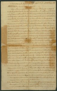 Draft of the Declaration of Independence, 4th July 1776 by Thomas Jefferson