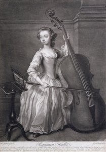 Portrait of Benjamin Hallet Playing the Violincello, Engraved by James McArdell, c.1749