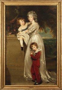 Portrait of Mrs. Annesley Standing Full Length, in a White Dress with Her Two Children