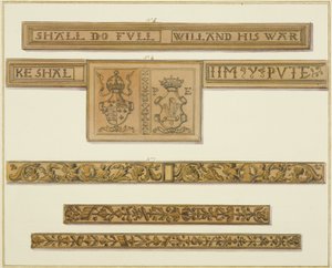 Carved friezes and coats-of-arms from 46 Baldwin Street by Thomas Leeson the Elder Rowbotham