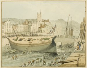 Cleaning the Floating Harbour, 1828 by Thomas Leeson the Elder Rowbotham