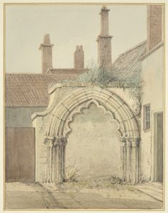 Old Gateway to Prebendal House from Cloisters of Bristol Cathedral