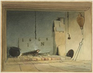 Old fireplace in the Farmhouse (part of Barr