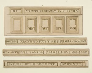 Panelling and inscriptions from 46 Baldwin Street by Thomas Leeson the Elder Rowbotham