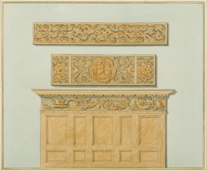 Parts of the Panelling and Frieze, in Langton Mansion, on the Back by Thomas Leeson the Elder Rowbotham