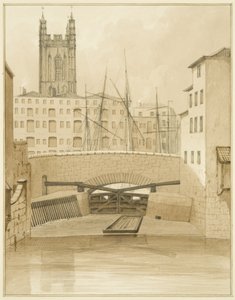 Stone Bridge showing Floodgates by Thomas Leeson the Elder Rowbotham