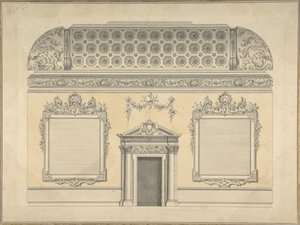 Design for Section of a Rococo Room, with a Coved Ceiling and Ornamented Corinthian by Thomas Lightoler.