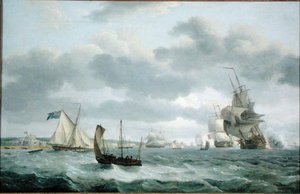Men-of-War and Other Ships in a Breeze off Dover by Thomas Luny