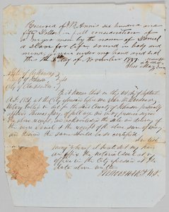Bill of Sale for a Man Named Daniel to Jerome B. Annis