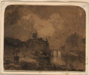 Drawing, River Scene, Grand Canyon, Colorado, 1870 by Thomas Moran