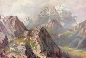 Mount Temple, with Wild Goats Feeding